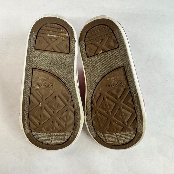 CONVERSE SHOES LITTLE KIDS 6C CHUCK TAYLOR ALL STAR HOOK AND LOOP OX PINK - Picture 4 of 9